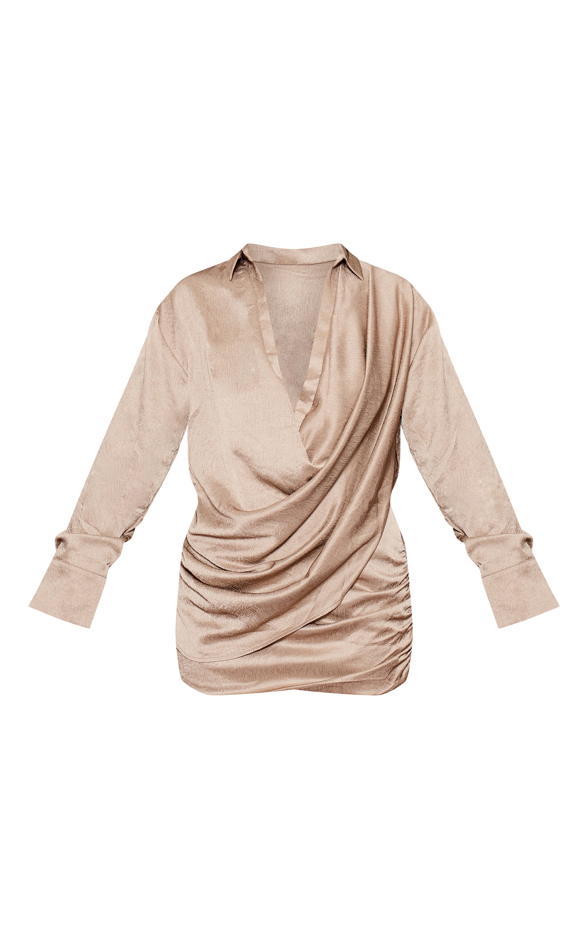 Stone Textured Satin Plunge Shirt image 5