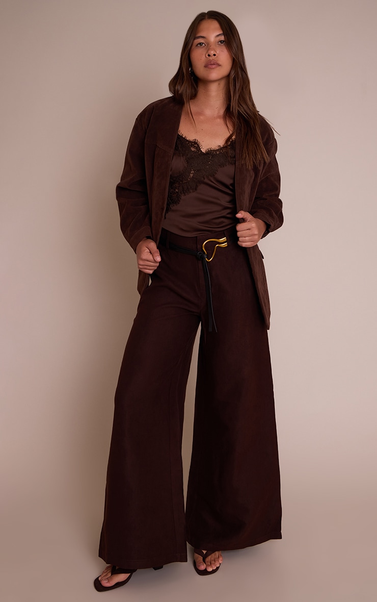 Brown Peached Gold Double Belted Pants image 1