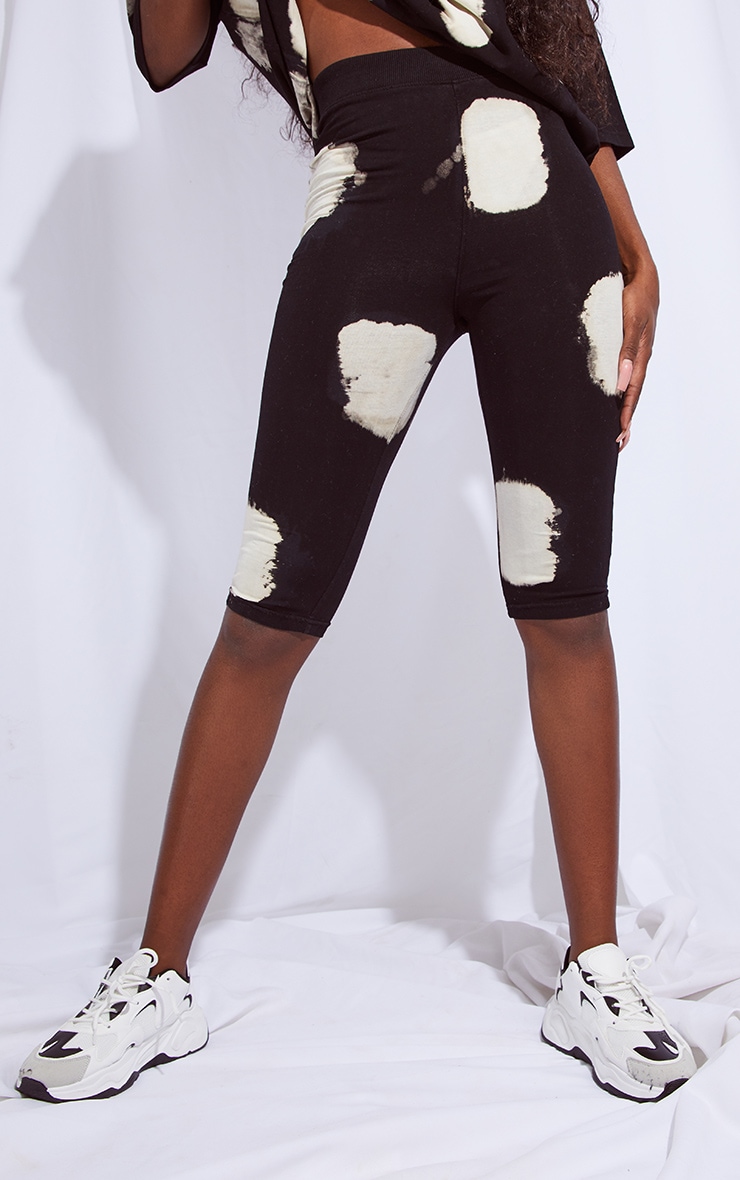 Tall Black Oversized Tie Dye Longline Bike Shorts image 2