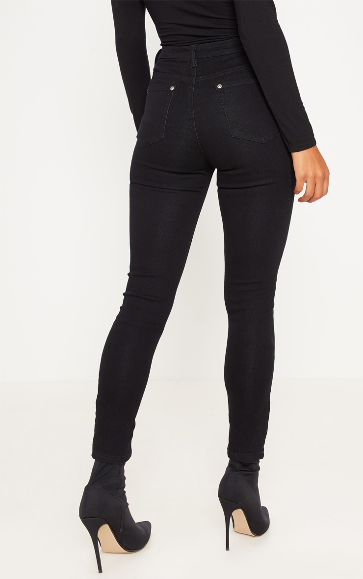 Black High Waisted 5 Pocket Ankle Grazer Skinny Jeans image 4