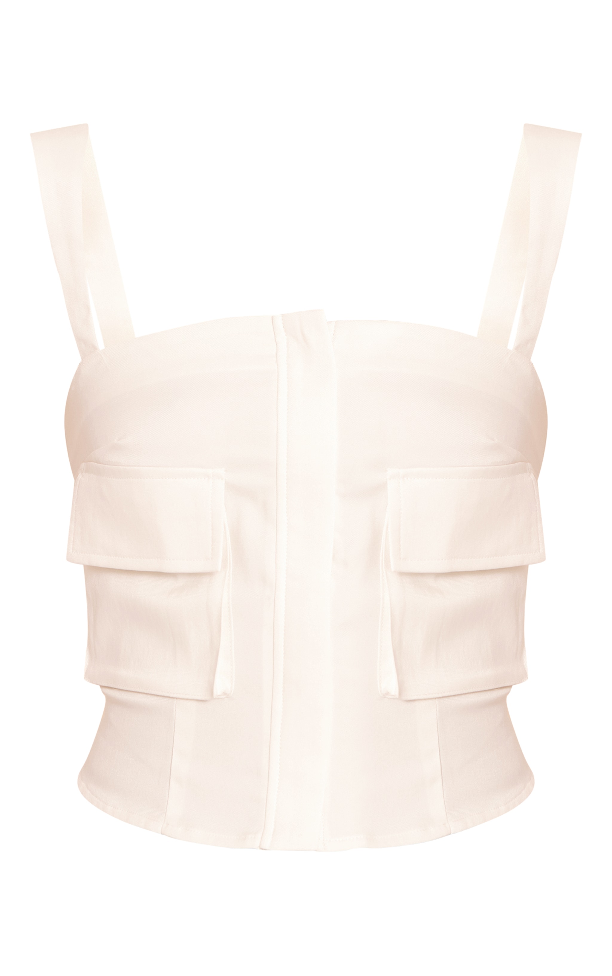 Cream Woven Pocket Detail Zip Front Corset image 5