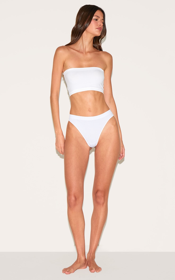 Soutien-gorge bandeau blanc sans coutures à bretelles retirables image 3