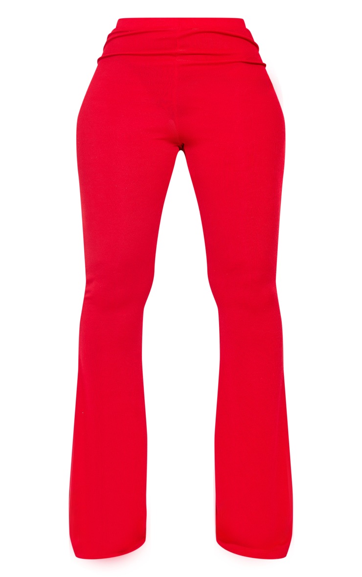 Shape Red Ribbed Flared Pants image 5