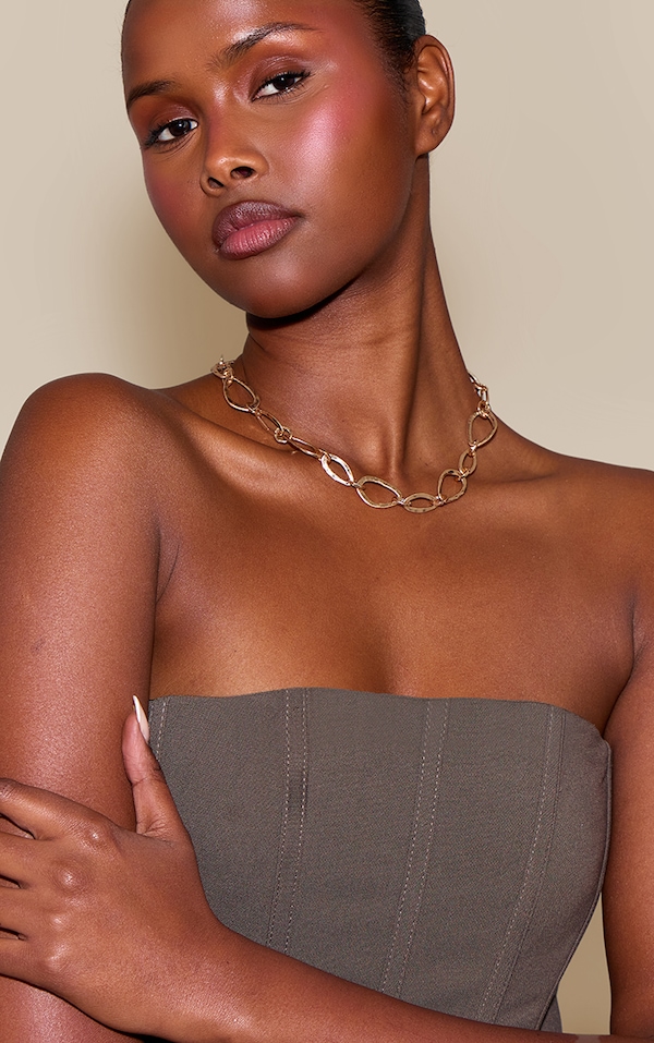 Collier doré effet usé à maillons abstraits