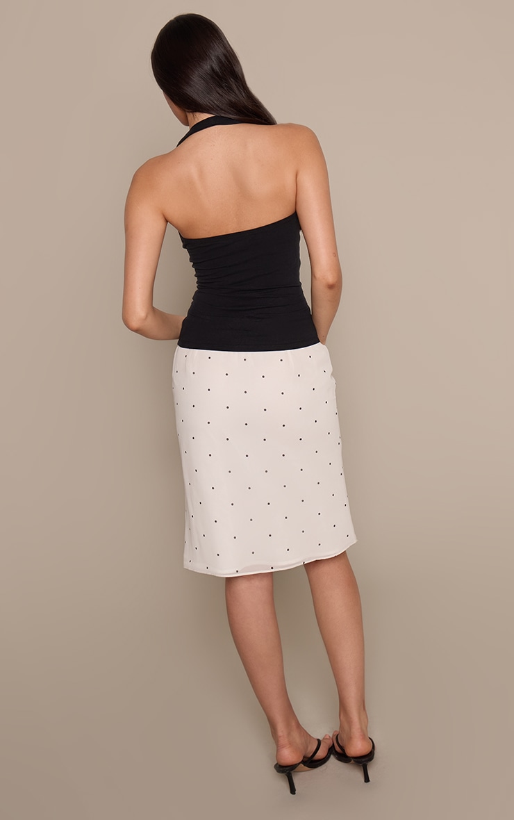 Butter Cream Polka Dot Chiffon Midi Skirt image 3