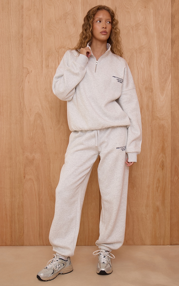 Ash Grey Prettylittlething Print Zip Front Hoodie image 3