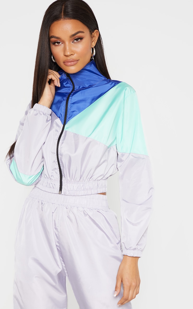 Grey Color Block Tracksuit Jacket