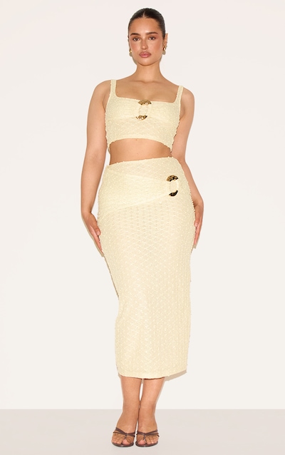 Shape Lemon Textured Gold Hammered Ring Midaxi Skirt