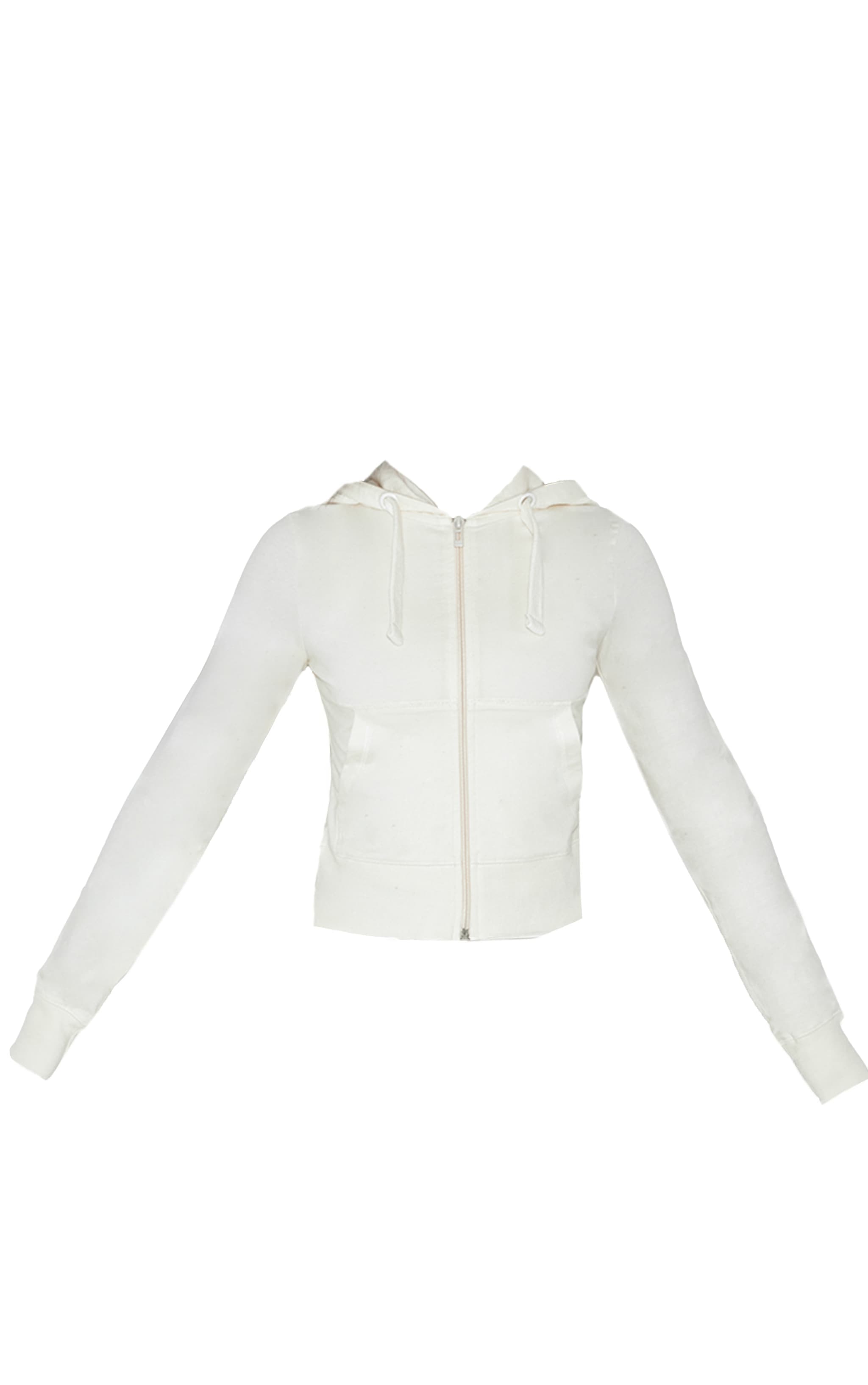 Petite Cream Zip Up Fitted Track Top image 5