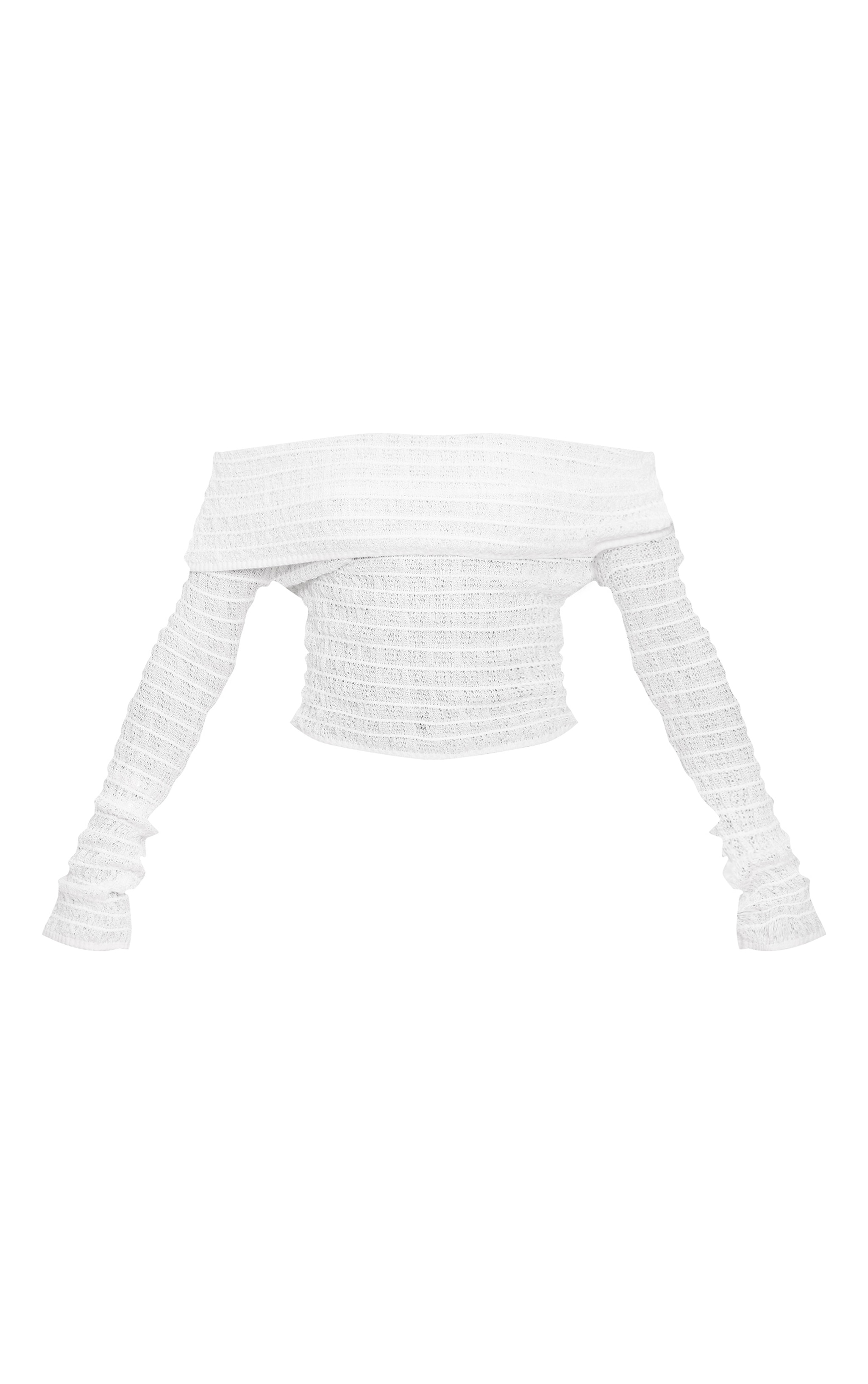 Tall White Bardot Textured Knit Top image 5