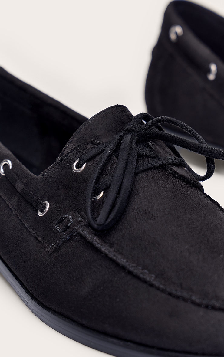 Black Faux Suede Tassel Detail Boat Loafer image 5