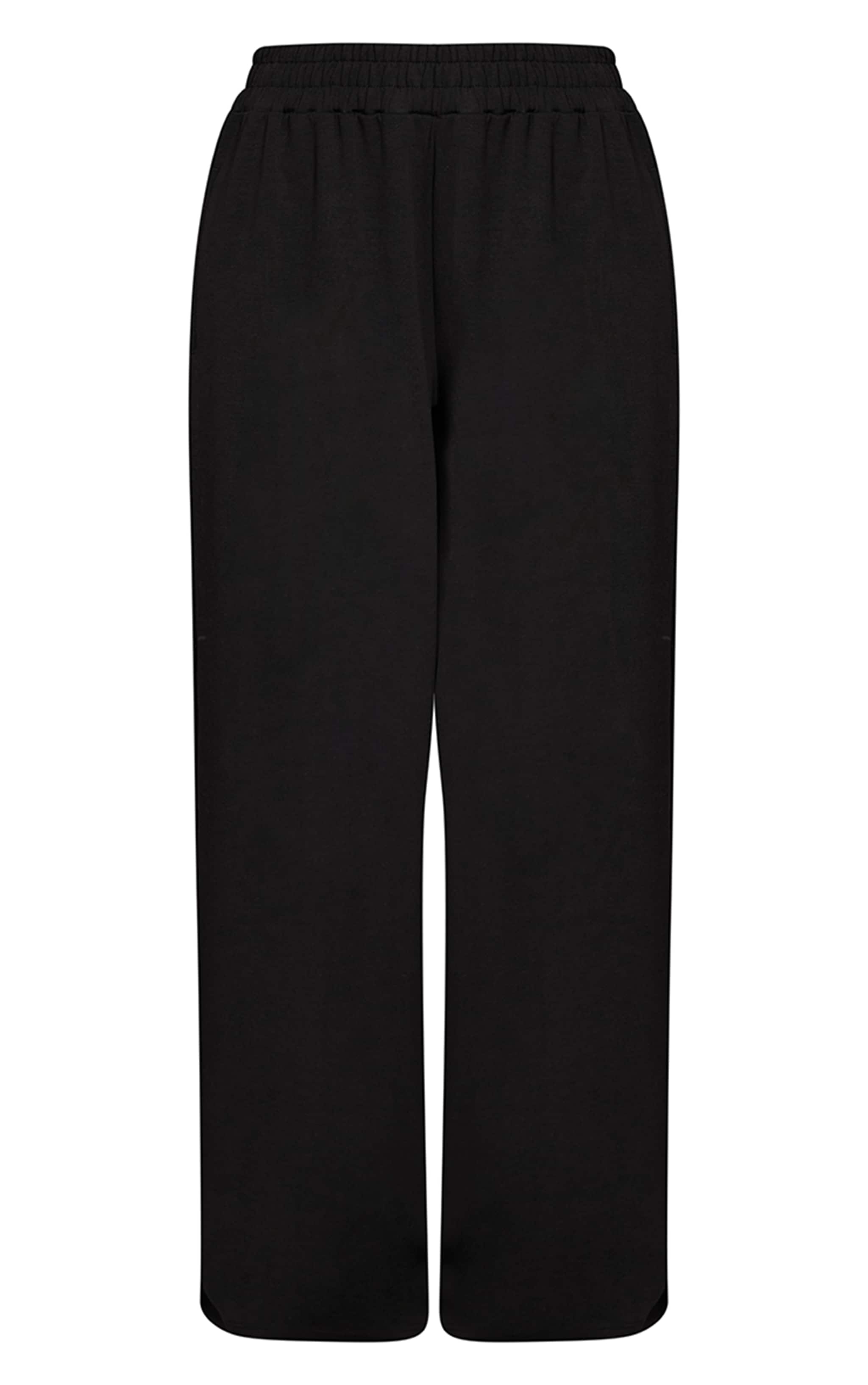 Black Interlock Extreme Wide Leg Joggers image 5