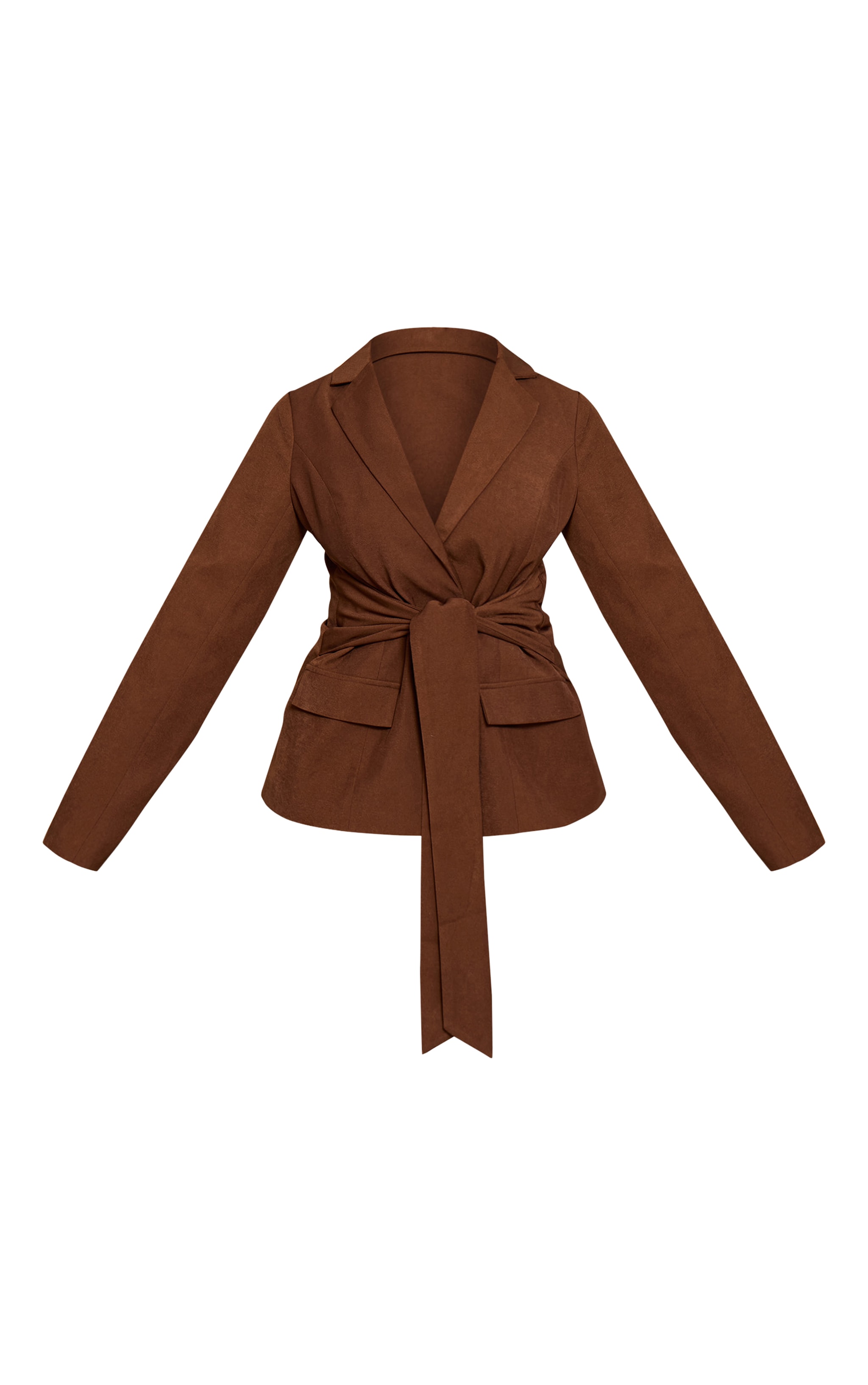 Shape Blazer chocolat à taille cintrée et ceinture nouée image 5