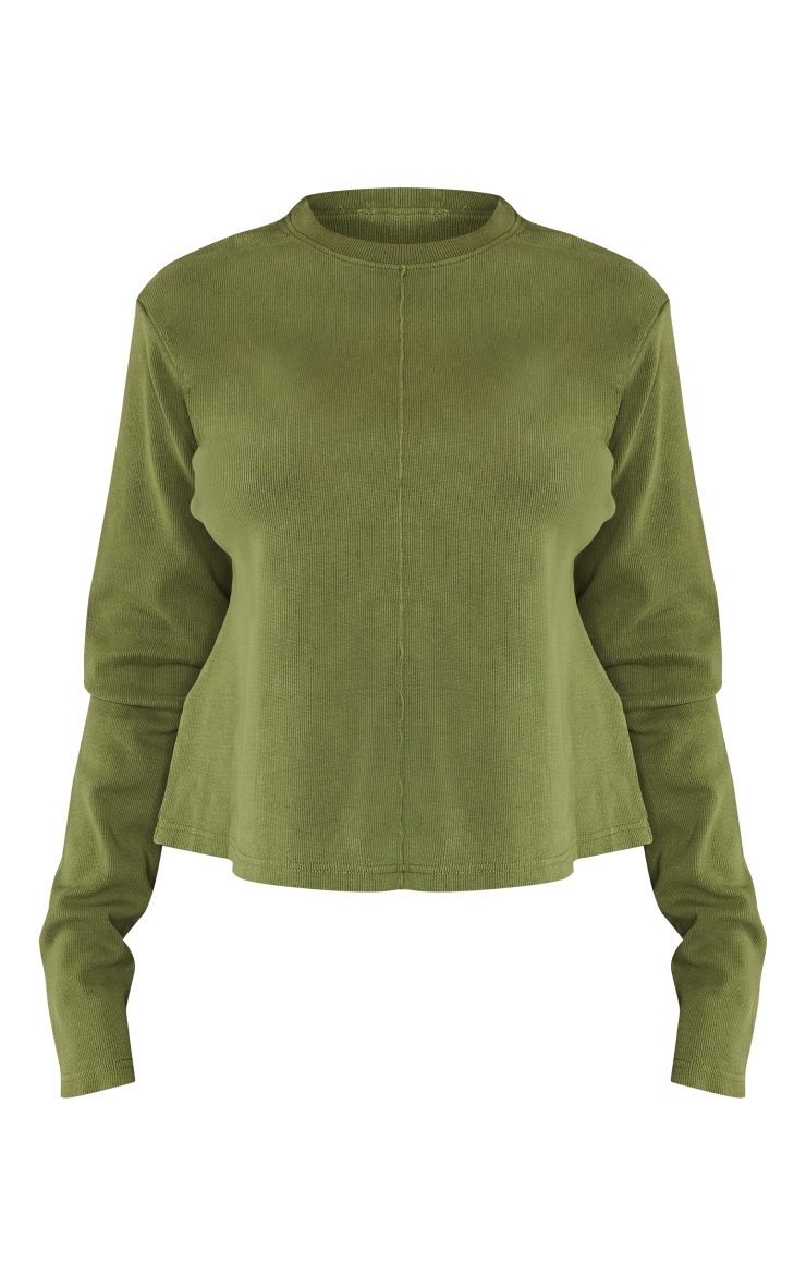 Shape Khaki Soft Rib Long Sleeve Top image 5