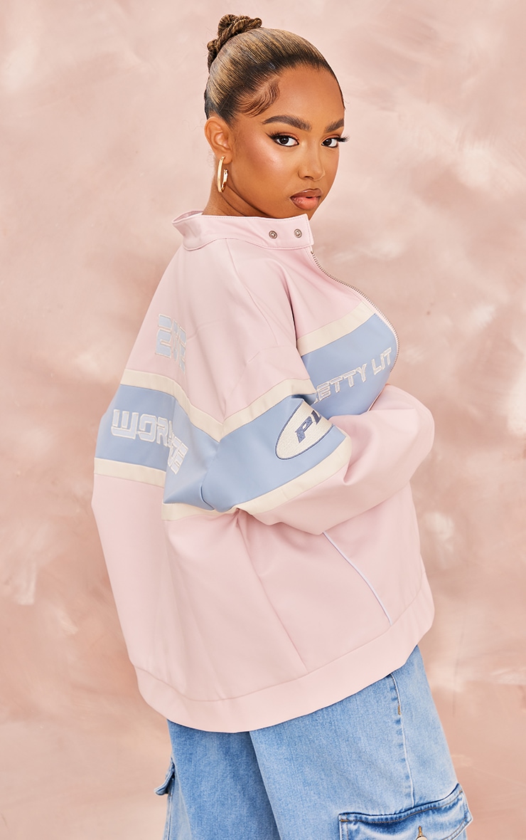 PRETTYLITTLETHING Petite Veste pilote en PU rose image 2