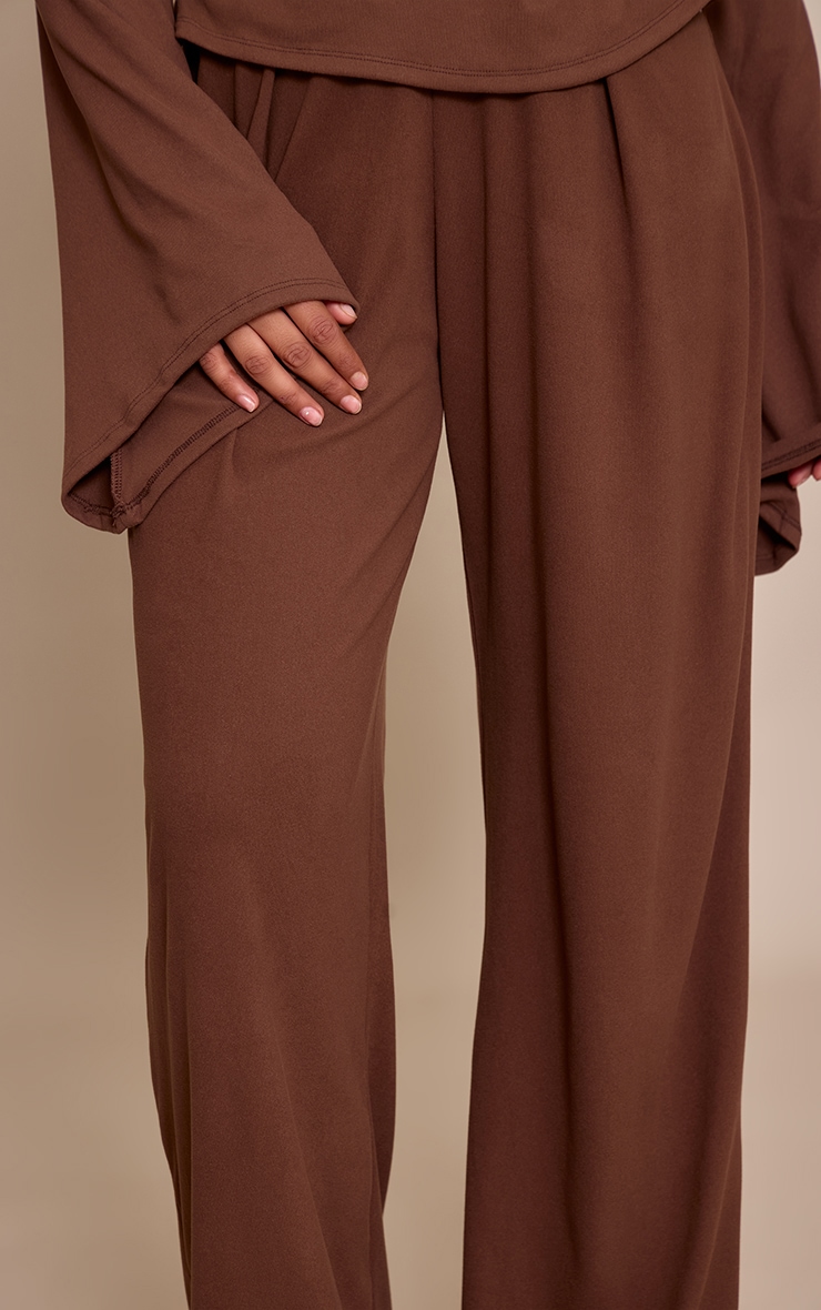 Petite Chocolate Pleat Detail Wide Leg Trousers  image 4