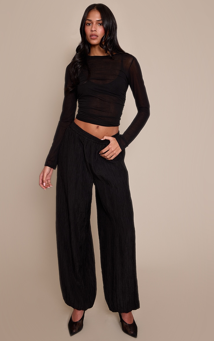 Tall Black Textured Balloon Trousers  image 1