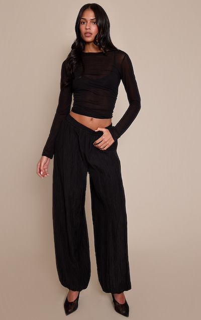 Tall Black Textured Balloon Pants