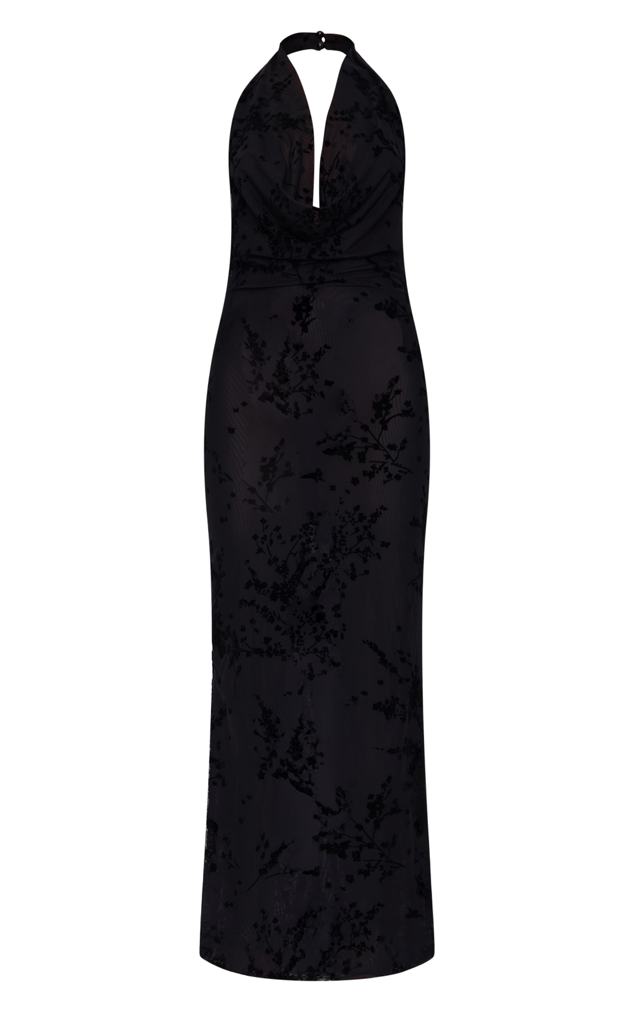 Black Devore Cowl Neck Maxi Dress image 5