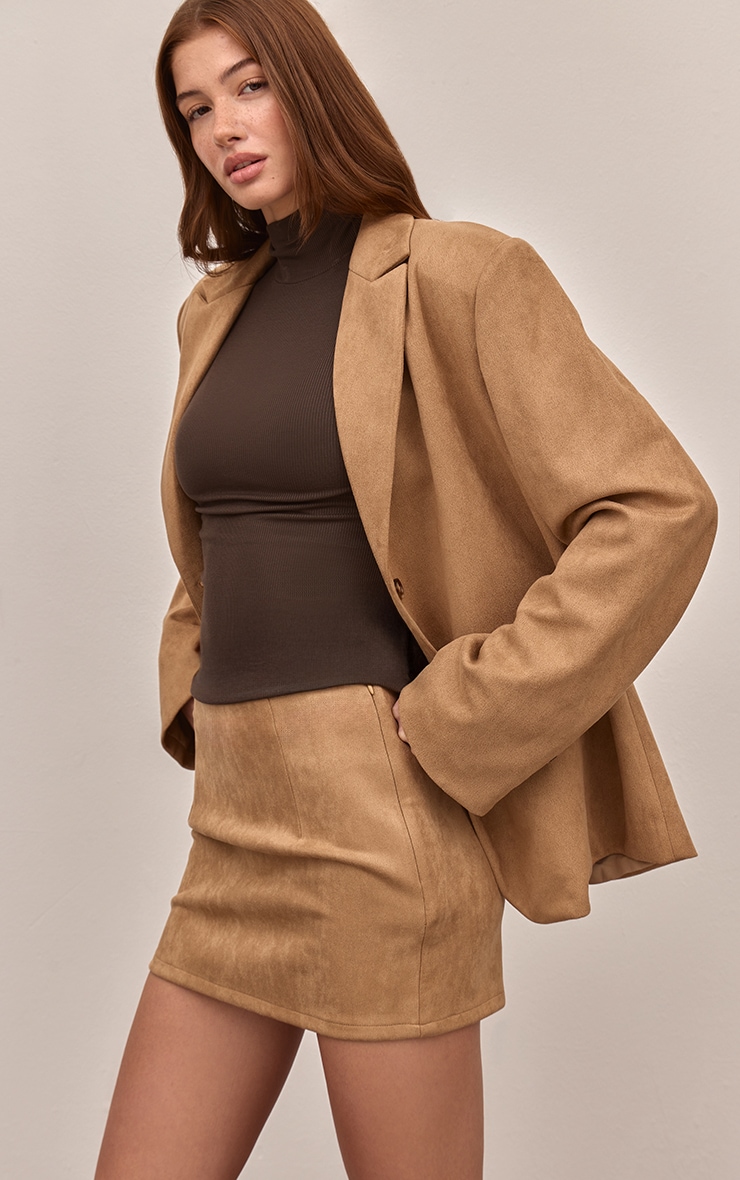 Sand Suede Mid Rise Mini Skirt  image 2