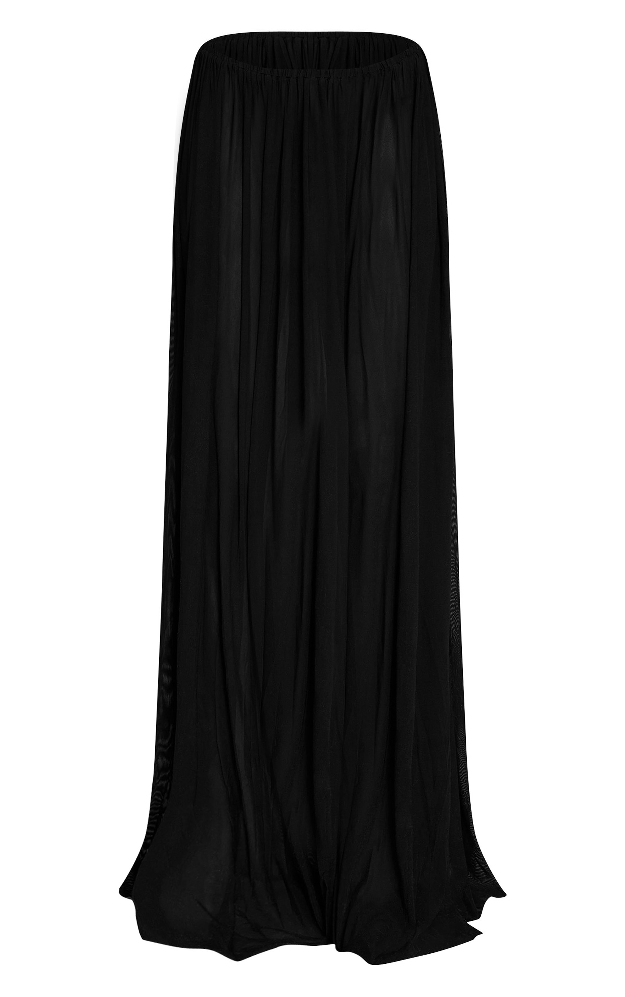 Tall Black Mesh Drape Maxi Skirt image 5