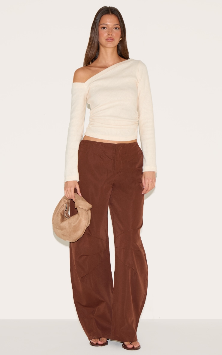 Pantalon de tailleur cocon tissé chocolat image 2