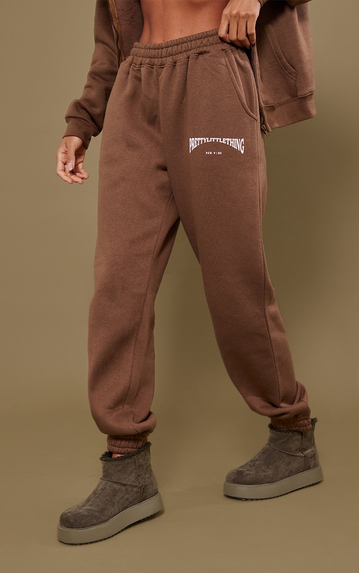 PRETTYLITTLETHING Brown New Vibe Print Oversized Sweatpants image 2