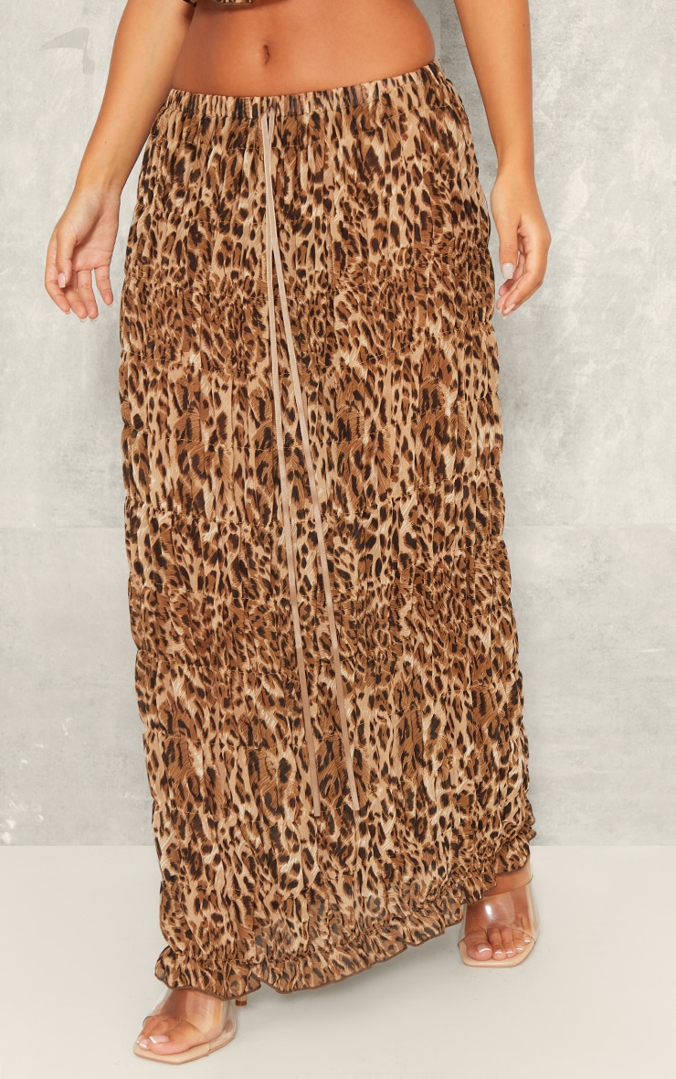 Petite Leopard Print Low Waist Chiffon Maxi Skirt image 2