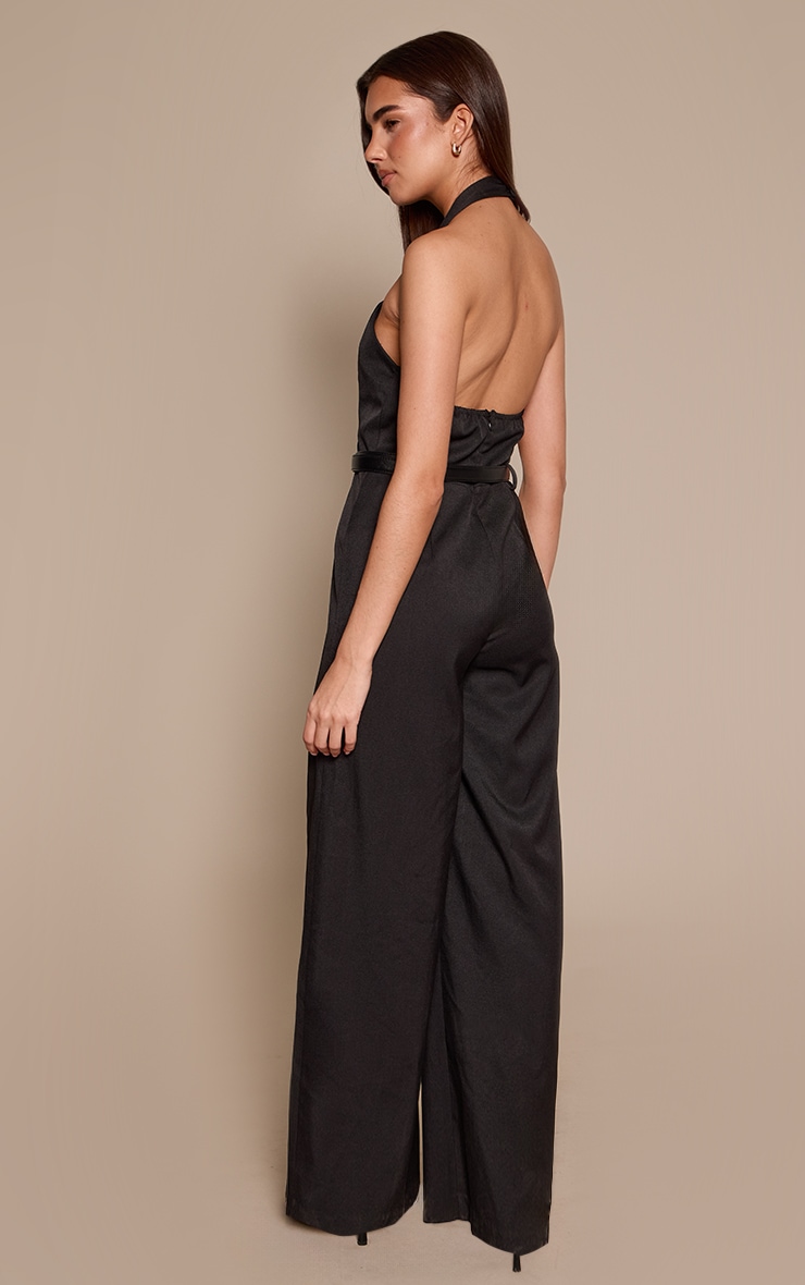 Combinaison tissée noire à dos nu et ceinture image 2