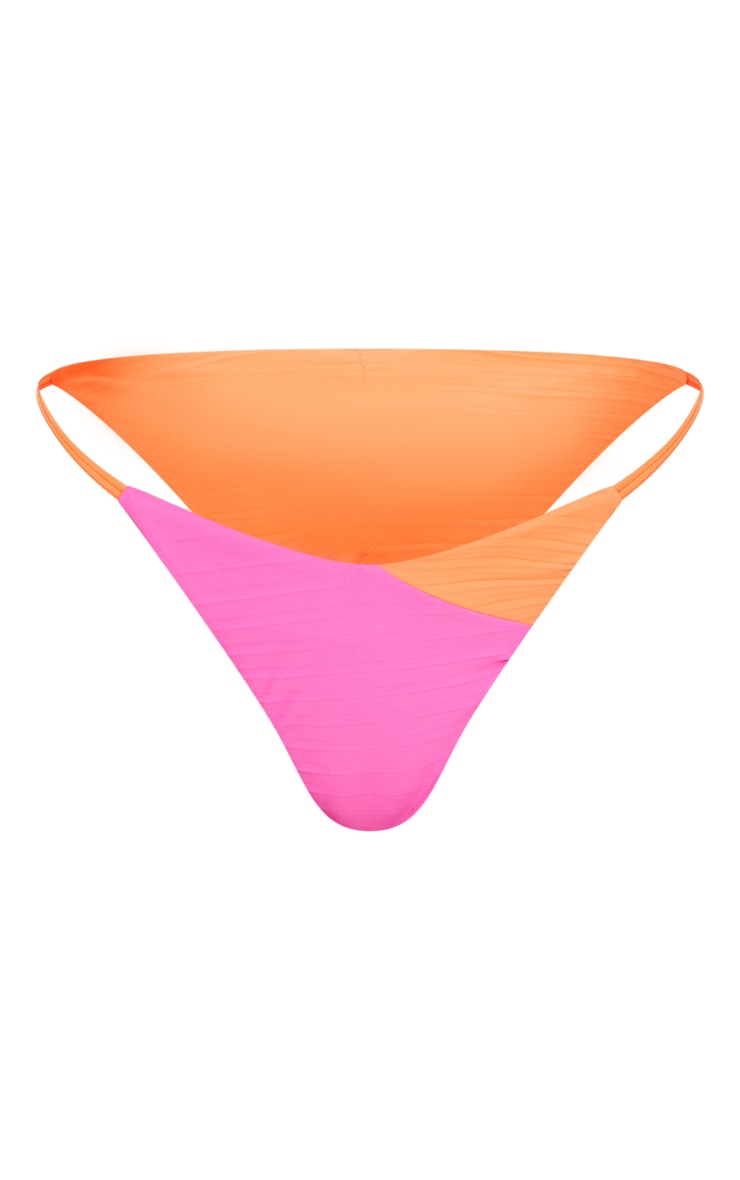 Hot Pink Plisse V Front Tanga Bikini Bottoms image 5