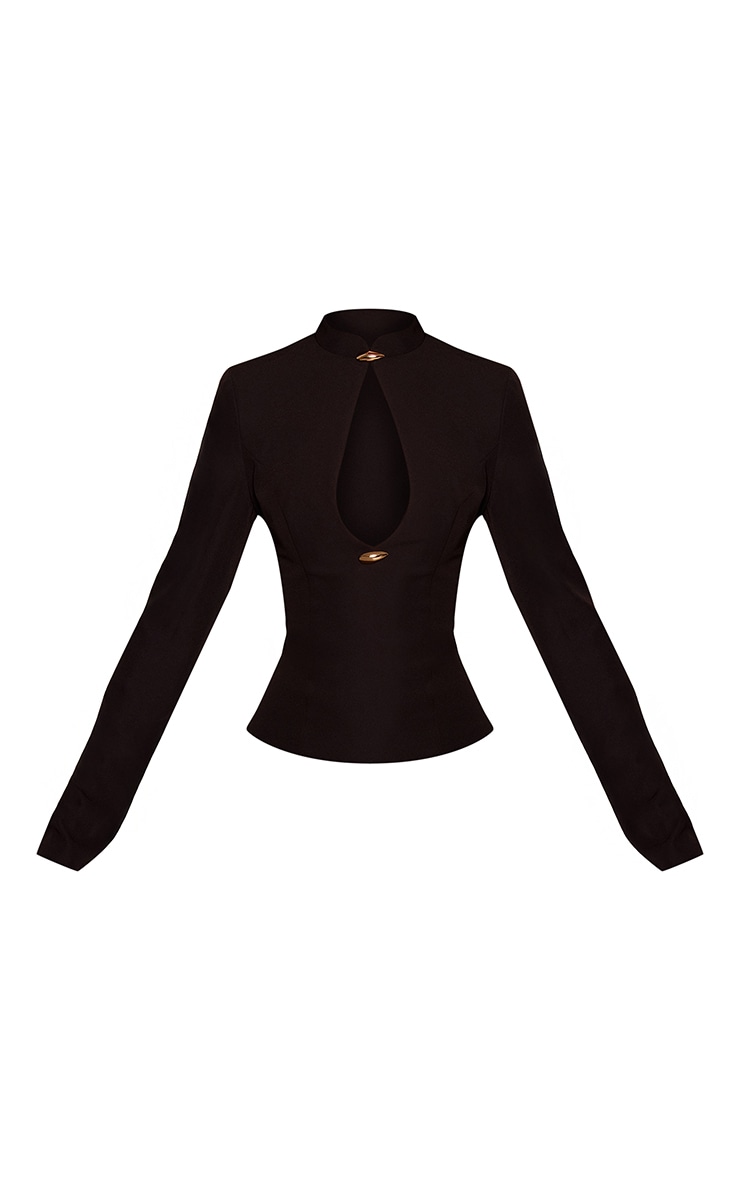 Black Tailored Keyhole Trim Detail Top image 5