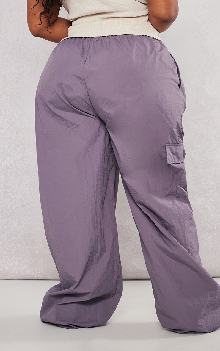 Plus Pantalon cargo léger style parachute gris anthracite à cordons ajustables image 3