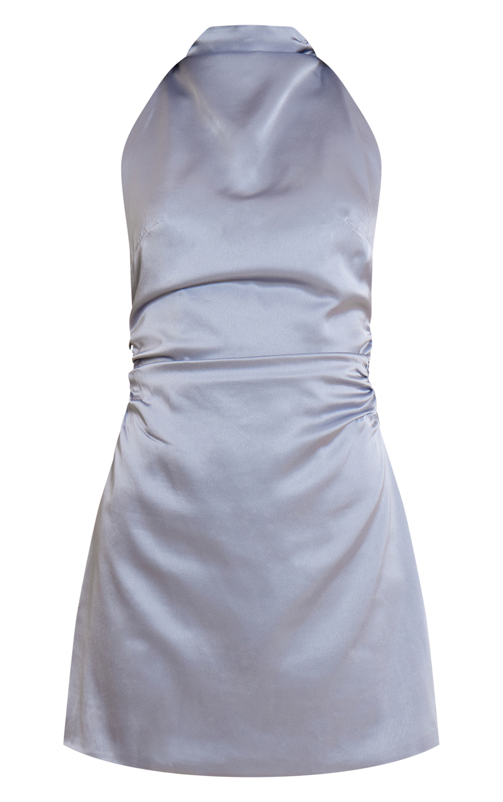 Blue Satin Cut Out Detail Mini Dress image 5
