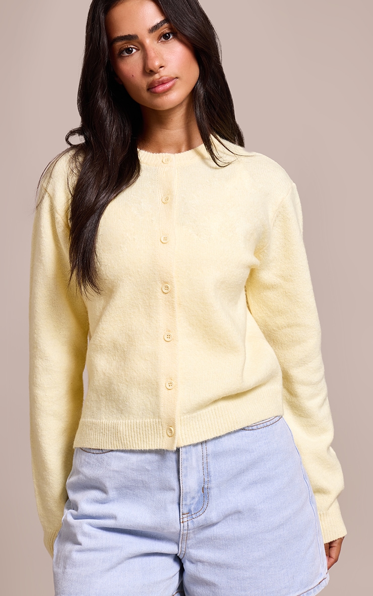 Petite Lemon Knit Button Through Cardigan image 4