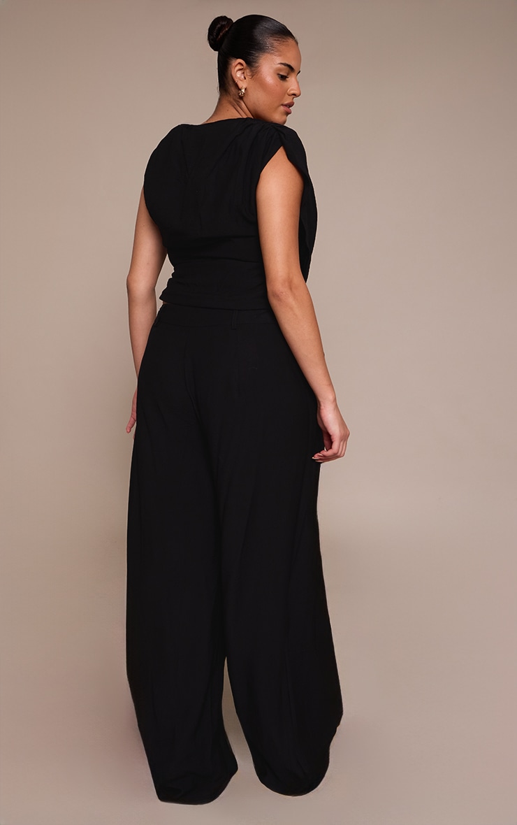 Plus Black Woven High Waisted Wide Leg Pants image 3