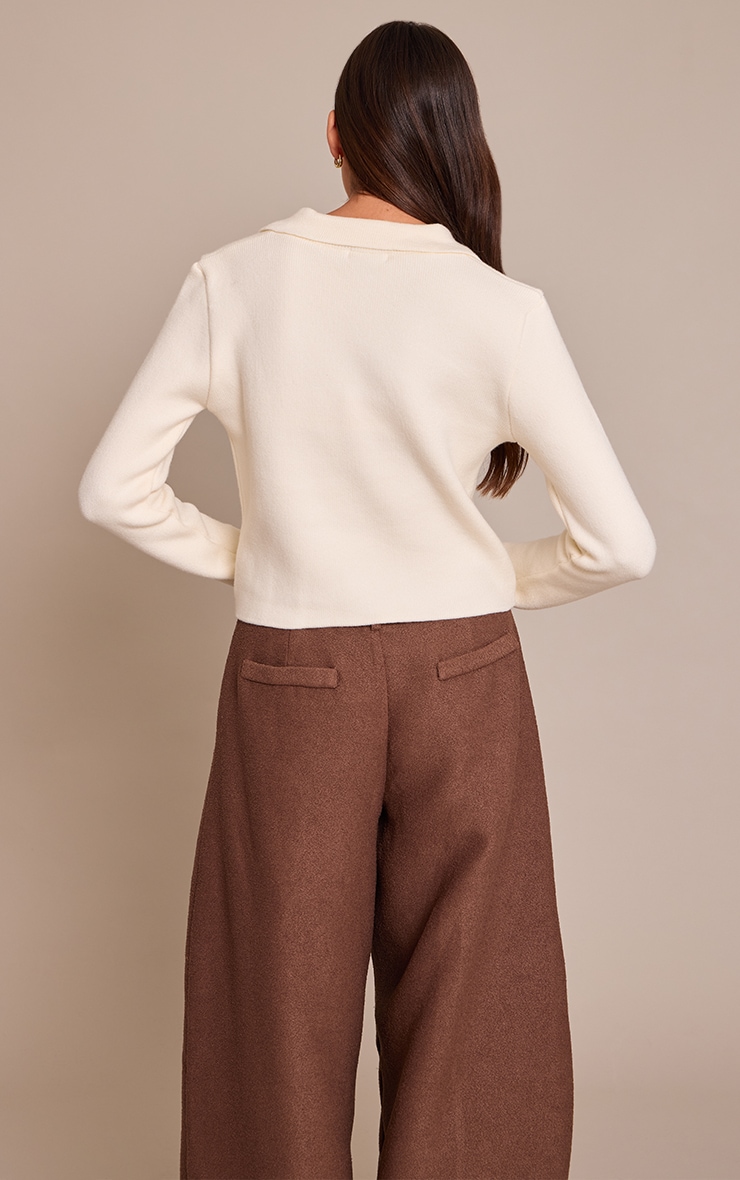 Cream Pocket Detail Button Down Knitted Cardigan image 2