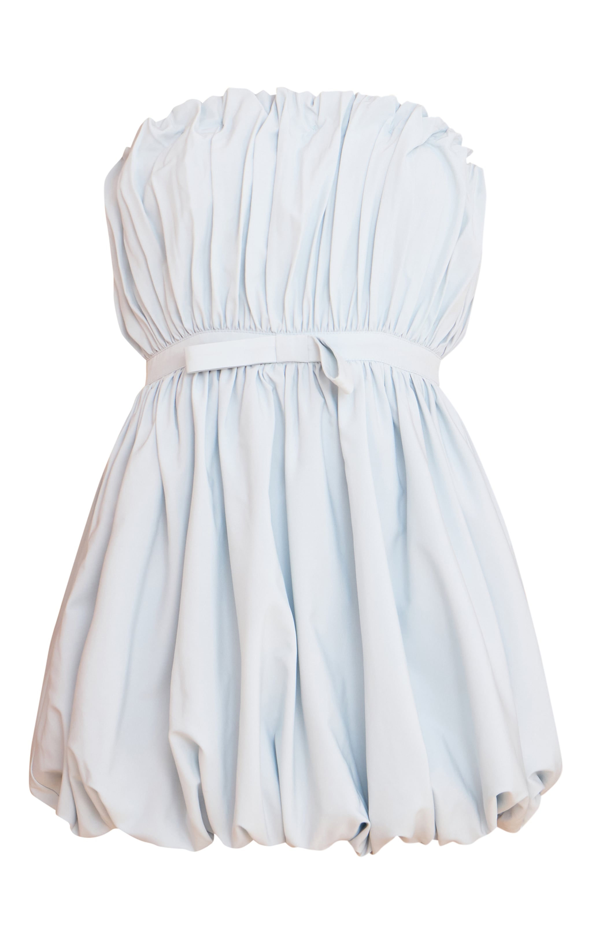 Light Blue Bow Detail Puffball Mini Dress image 5