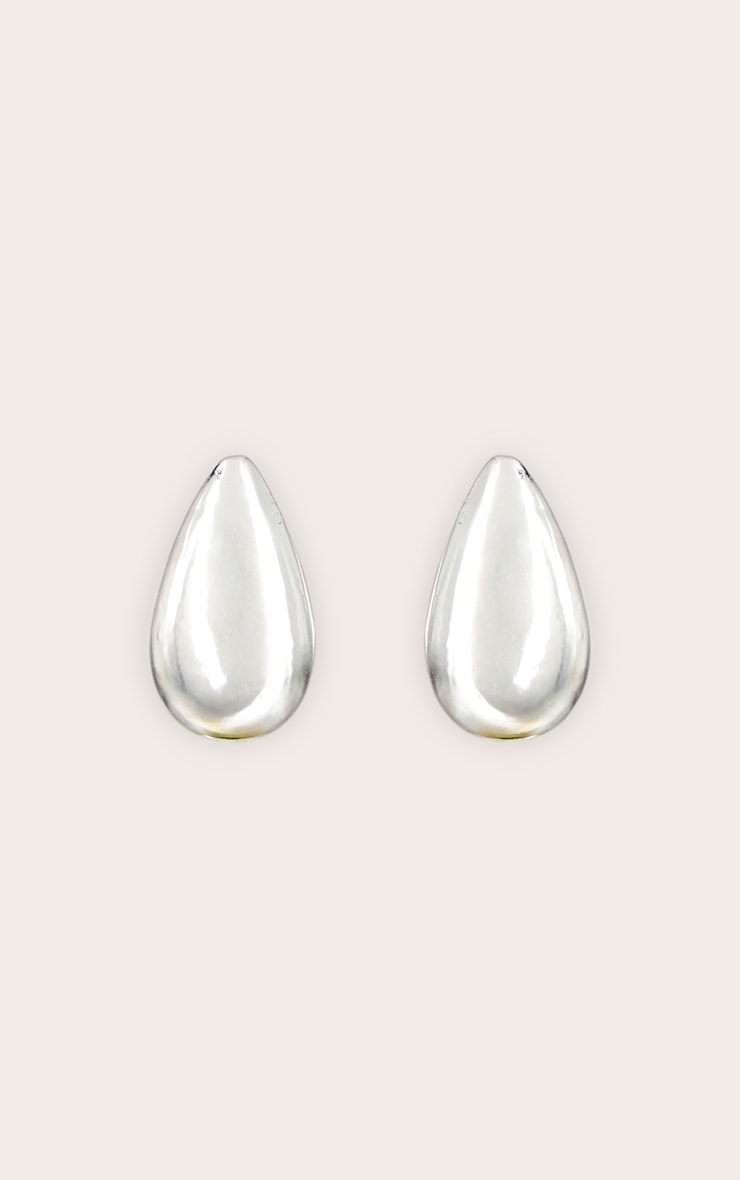Boucles d'oreilles lisses plaquées argent en gouttes d'eau image 2