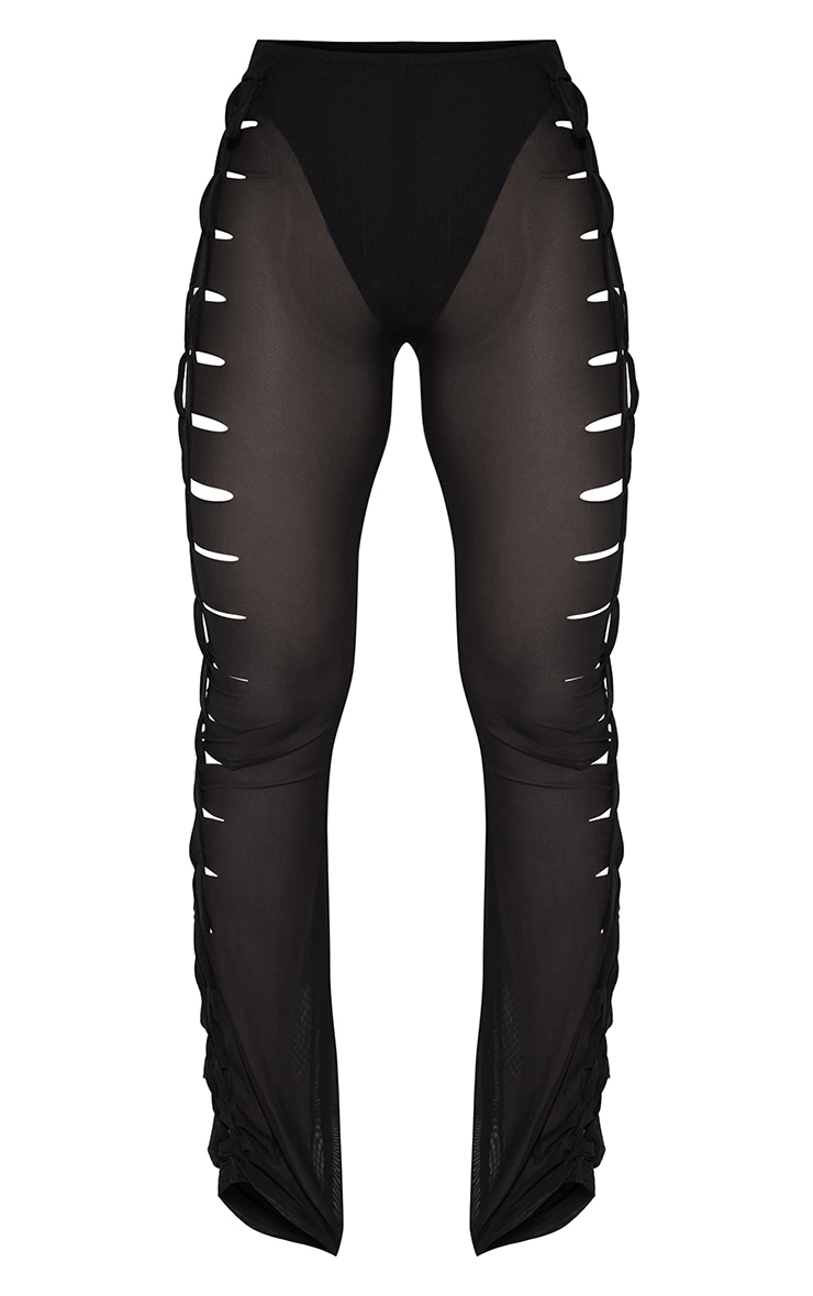 Beach Sheer Lace Leggings Black Sheer Macrame Beach Flares