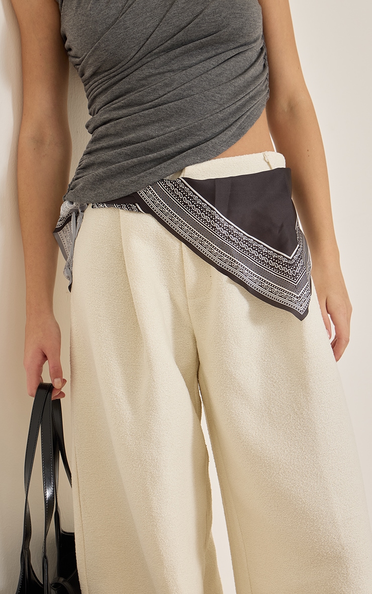 Cream Boucle Textured Balloon Pants image 4