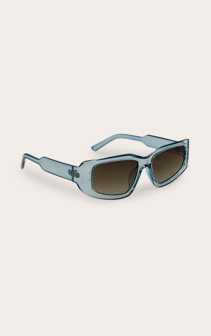 Lunettes de soleil carrées angulaires cristalisées turquoise image 3
