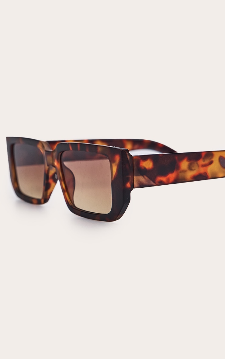Tortoiseshell Rectangle Sunglasses image 4