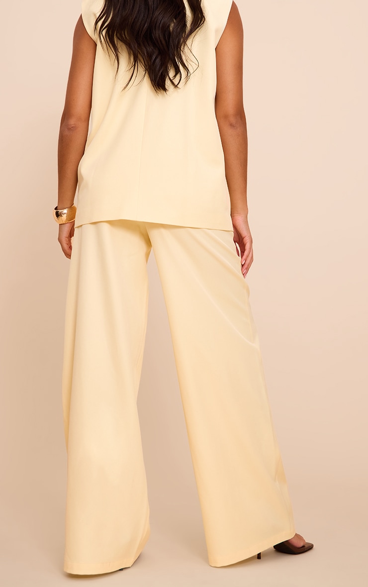Butter Yellow Woven Extreme Wide Leg Pleated Mid Rise Wide Leg Pants image 3