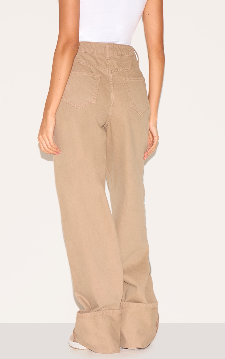 Taupe High Waist Turn Up Leg Jeans image 3