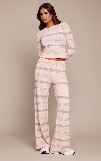 Pink Striped Wide Leg Pant