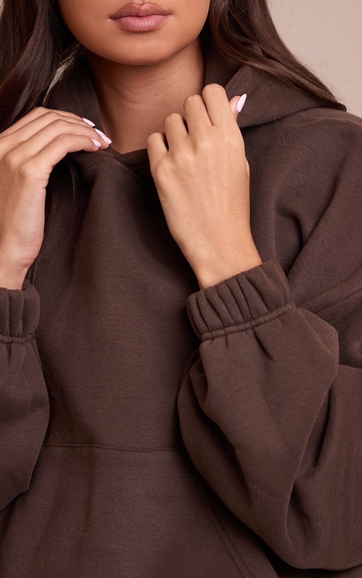 Hoodie bouffant chocolat à doublure en polaire image 4