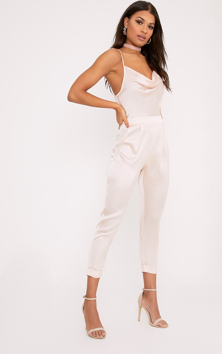 satin cowl neck jumpsuit