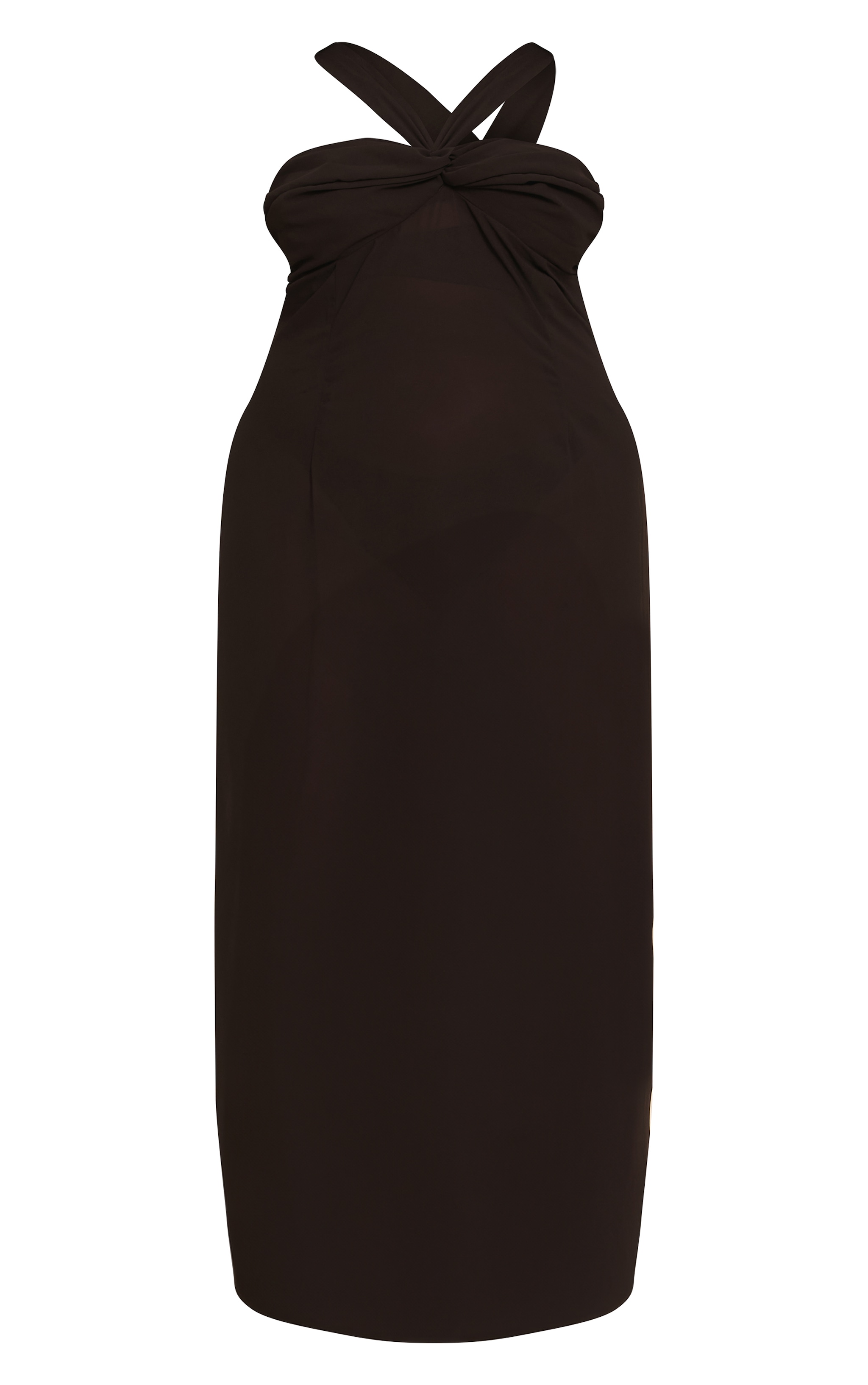 Plus Black Ruched Chiffon Maxi Beach Dress image 5