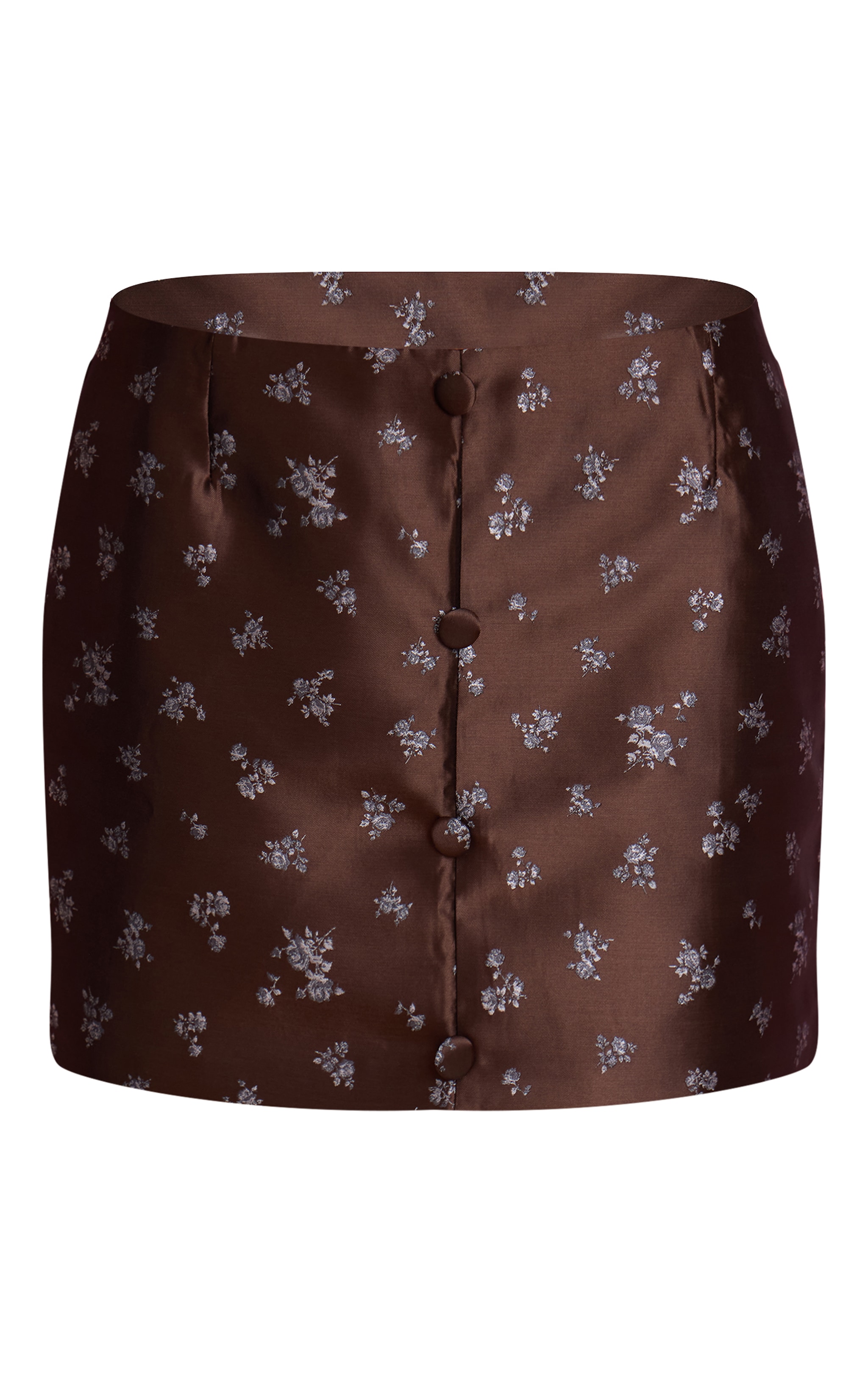 Brown Ditsy Floral Jacquard Button Up Skirt image 6