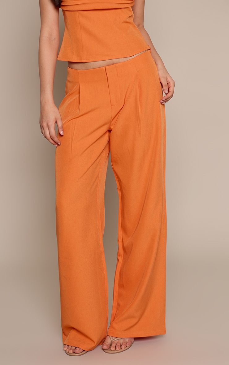 Orange Tailored Pleated Pants image 2